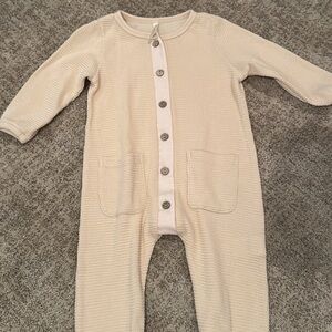 Rylee + Cru Beige Button-Up Kids Footie